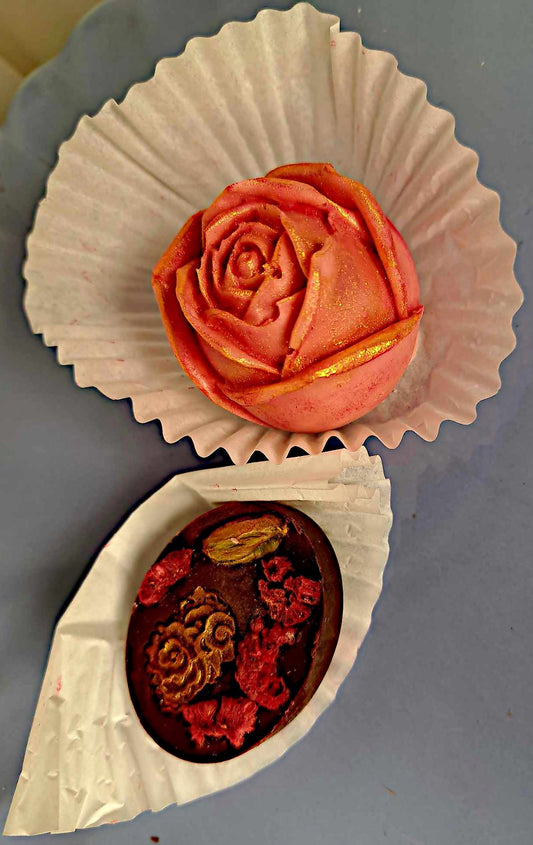 Gourmet Rose Cake Pop with Medium Mixed Nut and Fruit Chocolate